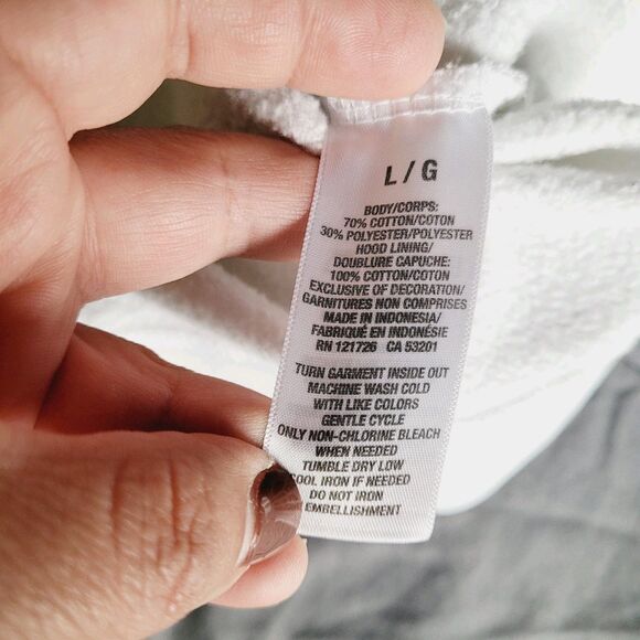 VTG Y2K Aeropostale White Full Zip Hoodie Women Large Spell Out Preppy Surf Flaw - Picture 5 of 8